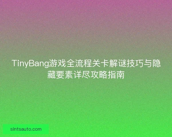 TinyBang游戏全流程关卡解谜技巧与隐藏要素详尽攻略指南